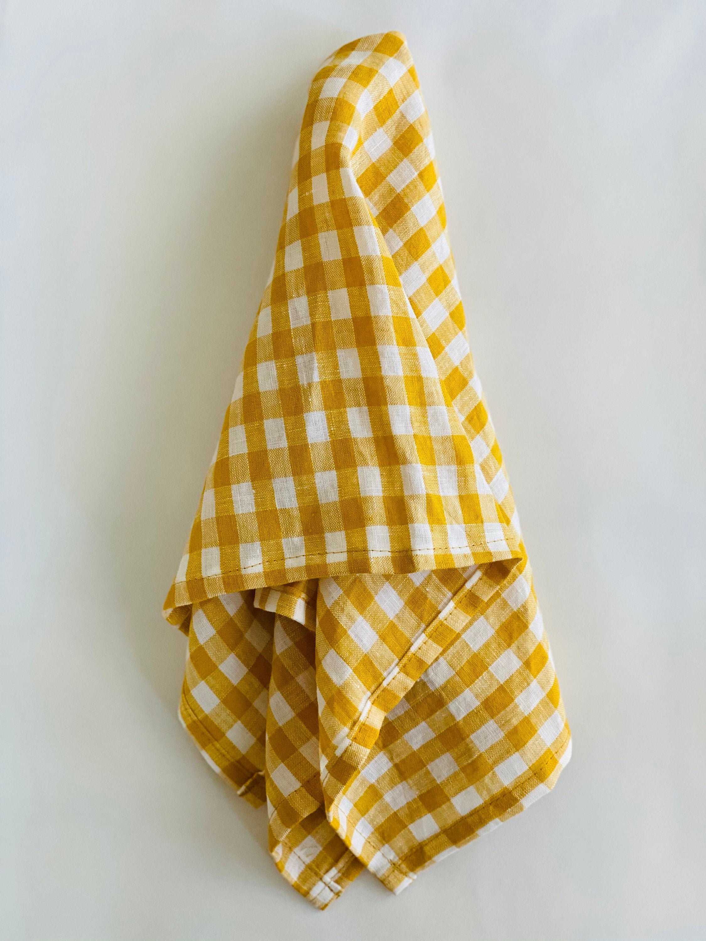 Linen Napkin Set of 4 Canary Yellow Gingham Etsy