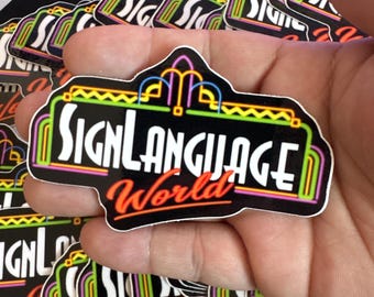 Sign Language World Vinyl Sticker | Waterproof Die-Cut Decal for Laptops, Water Bottles, Laptop, and More!