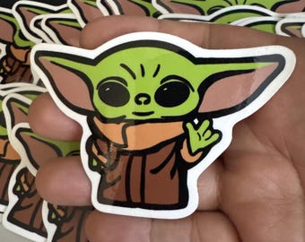 Yoda, I Love You Hand Vinyl Sticker | Waterproof Die-Cut Decal for Laptops, Water Bottles, Laptop, and More!