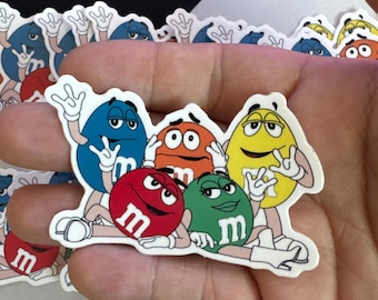 M&M, I Love You Hand Vinyl Sticker | Waterproof Die-Cut Decal for Laptops, Water Bottles, Laptop, and More!