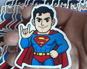 Superman, I Love You Hand Vinyl Sticker | Waterproof Die-Cut Decal for Laptops, Water Bottles, Laptop, and More!