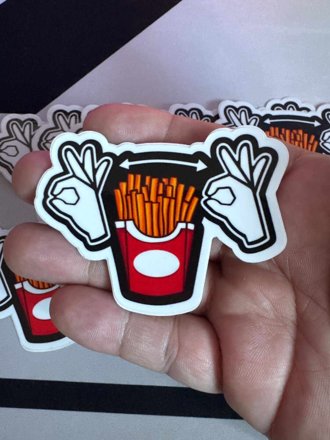 Fries Sign Vinyl Sticker | Waterproof Die-cut Decal for Laptops, Water ...