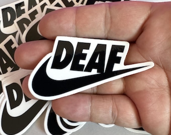 DEAF Nike,  Vinyl Sticker | Waterproof Die-Cut Decal for Laptops, Water Bottles, Laptop, and More!