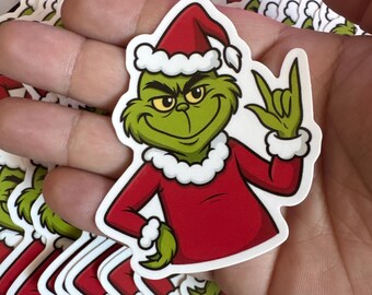 Grinch, I Love You Hand Vinyl Sticker | Waterproof Die-Cut Decal for Laptops, Water Bottles, Laptop, and More!