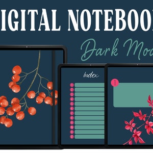 Digital Notebook Dark Mode, Digital Notebook GoodNotes, Digital Notebook Notability, iPad Notebook Blue, Hyperlinked Notebook for Students