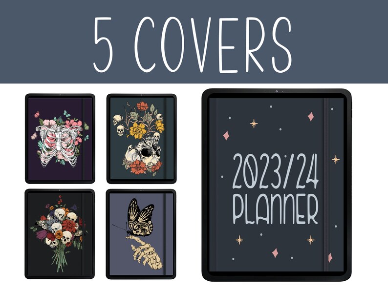 Mid year planner 2023 2024 academic planner dark mode witchy digital