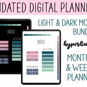 Undated DIGITAL PLANNER Bundle, GoodNotes Planner Sunday + Monday Start, Hyperlinked Planner Notability, Dark Mode Planner Undated