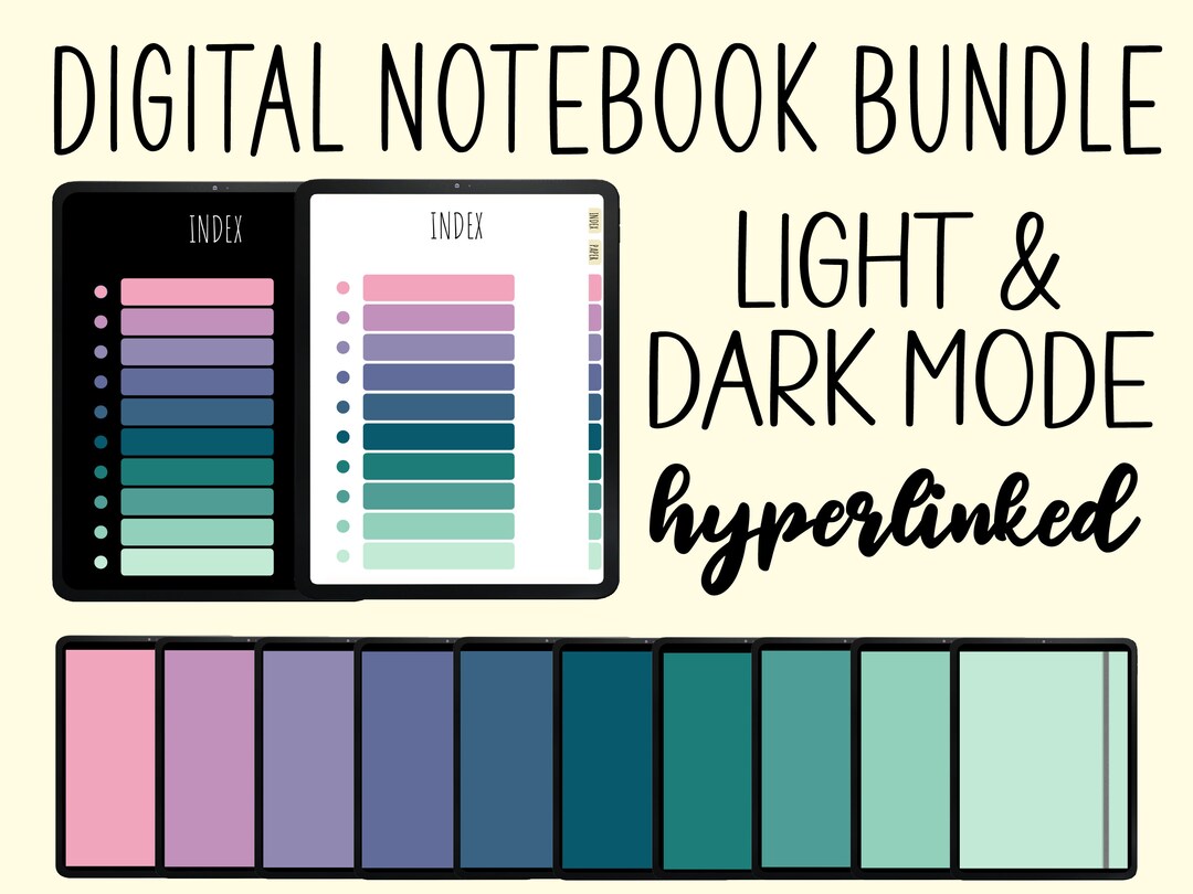 DIGITAL Notebook Bundle Dark Mode & Light Mode, Hyperlinked Notebook ...