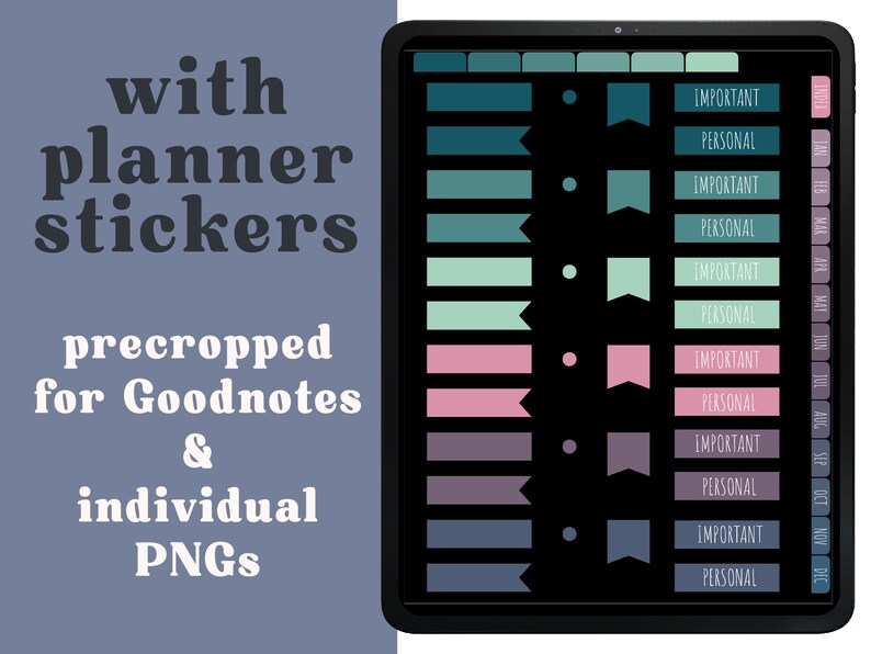 DIGITAL PLANNER 2024 Dark Mode, Digital Calendar 2024 Digital Planner
