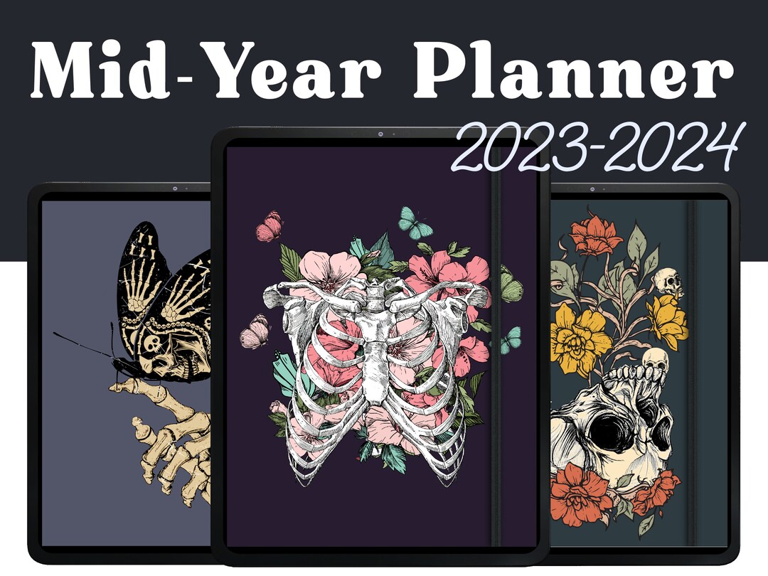 Mid year planner 2023 2024 academic planner dark mode witchy digital