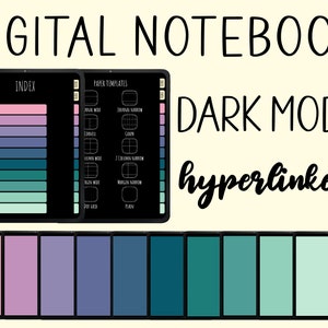 DIGITAL Notebook Boho | GoodNotes Notebook with 10 Hyperlinked Subject Tabs | Black Paper Notebook | Digital Notebook Dark Mode