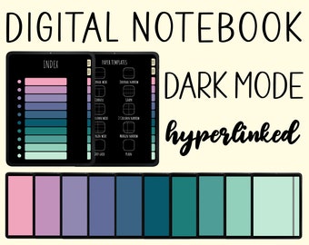 DIGITAL Notebook Dark Mode, GoodNotes Notebook Black Paper, Boho Notebook Hyperlinked, Notability Notebook with Tabs, Student Notebook