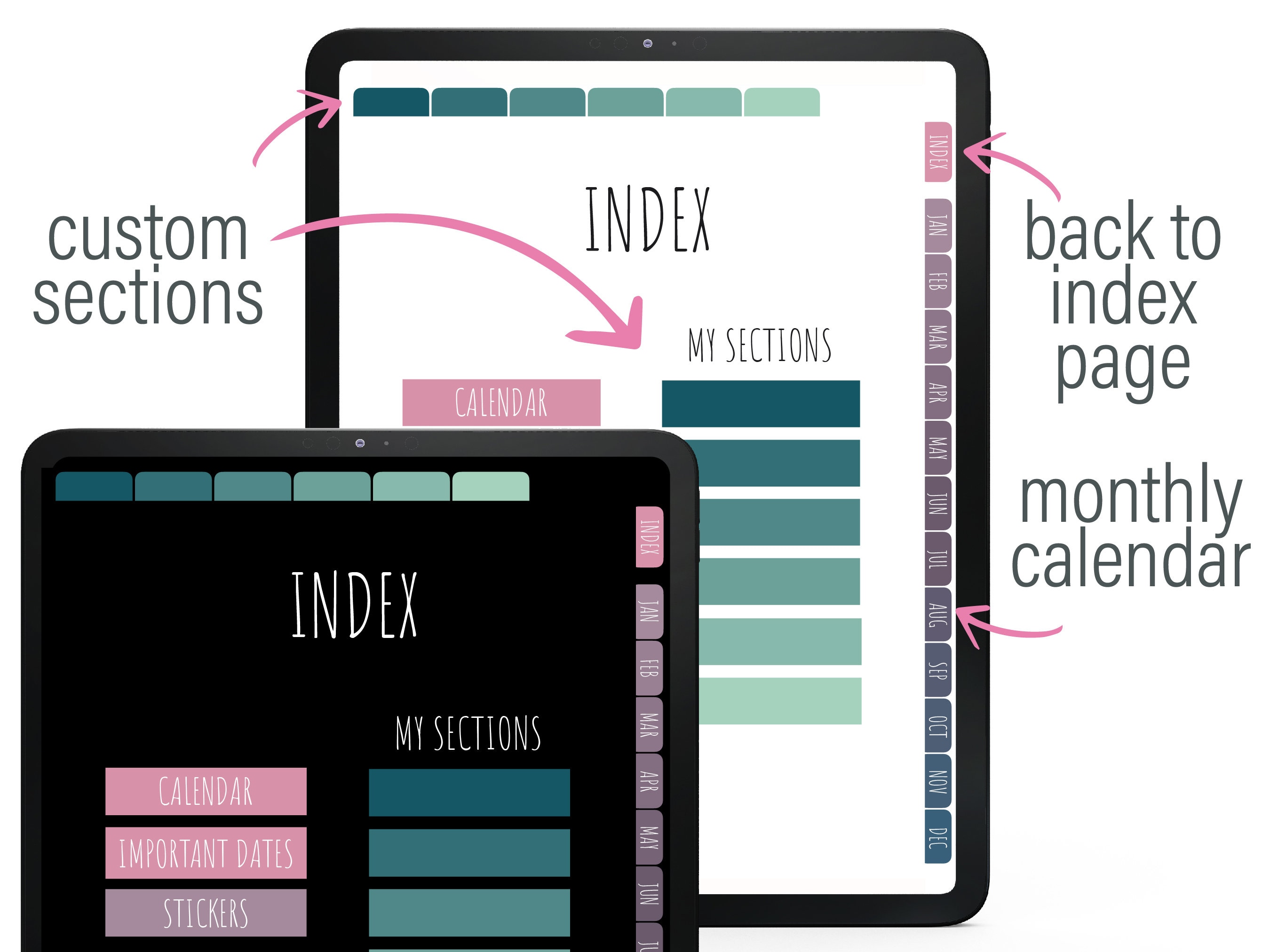 UNDATED DIGITAL PLANNER Light Mode & Dark Mode Bundle Goodnotes Planner ...