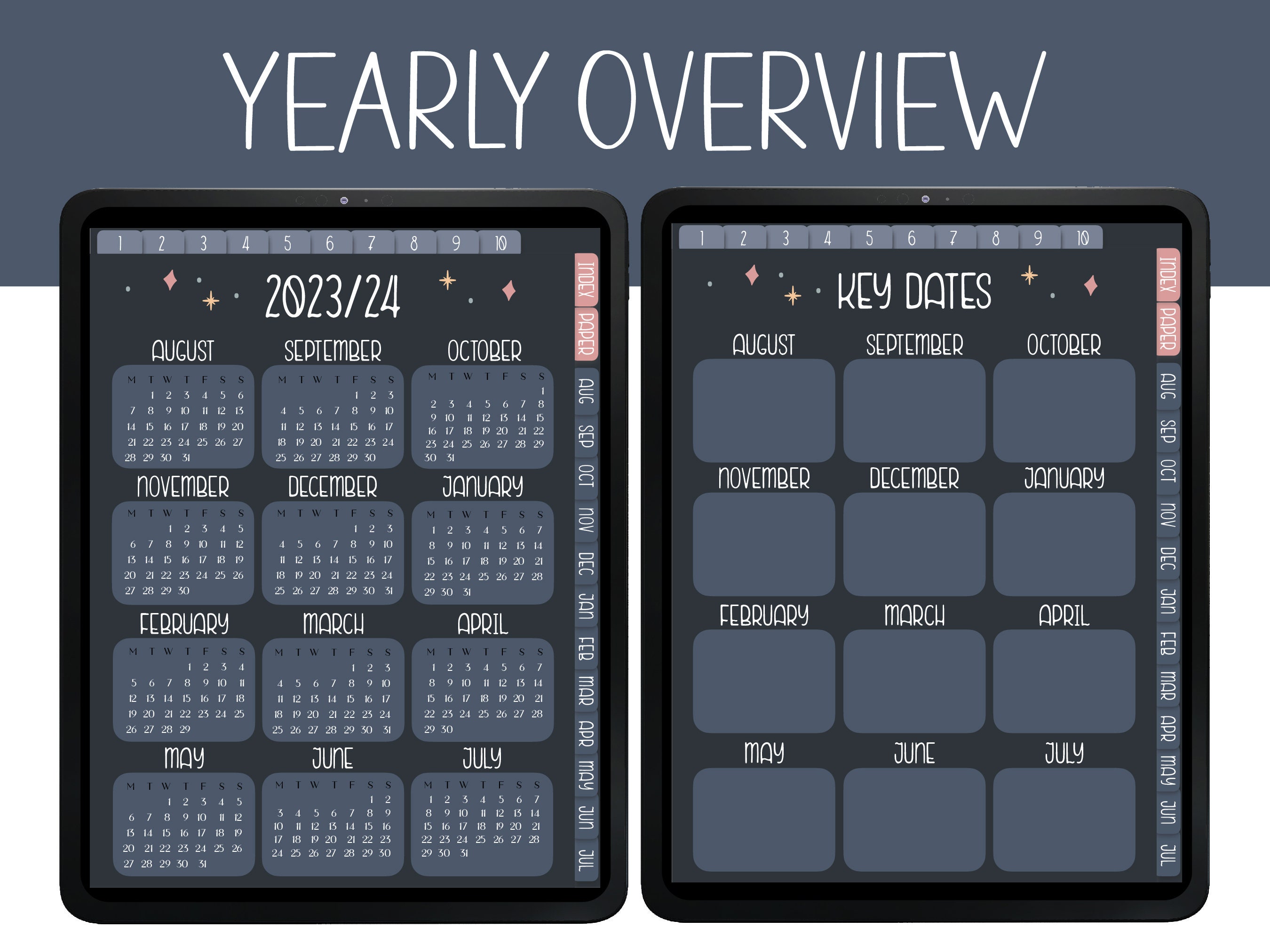 Mid year planner 2023 2024 academic planner dark mode witchy digital