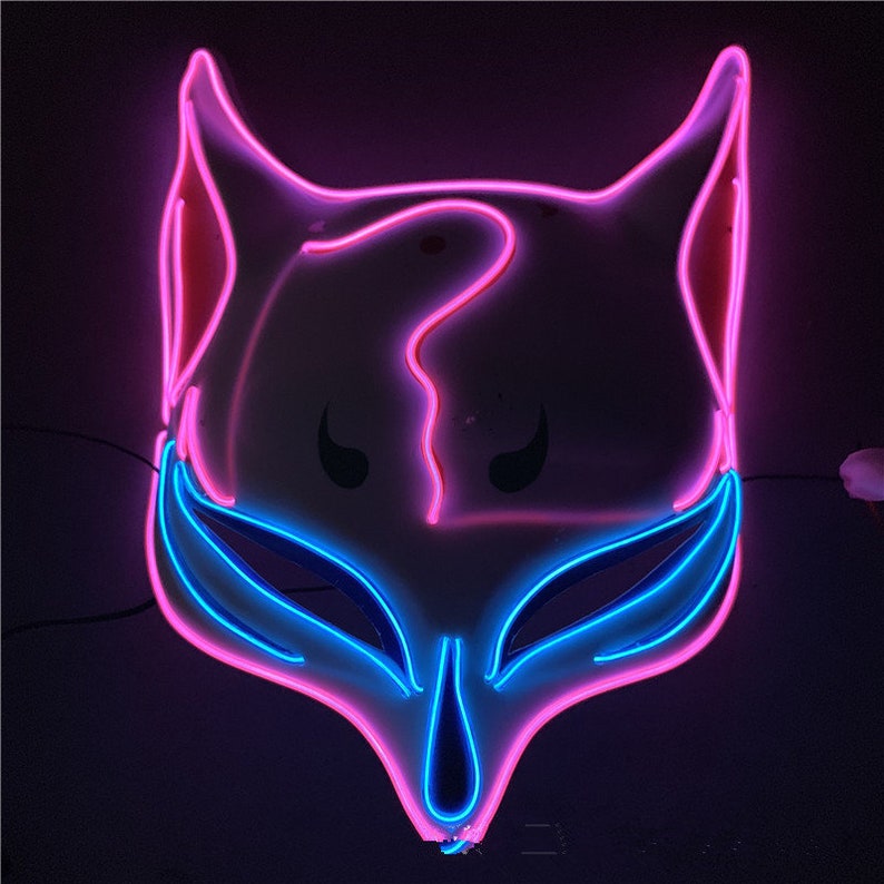 Halloween Horror Glowing LED Fox Eye Shade Mask LED Lights Etsy