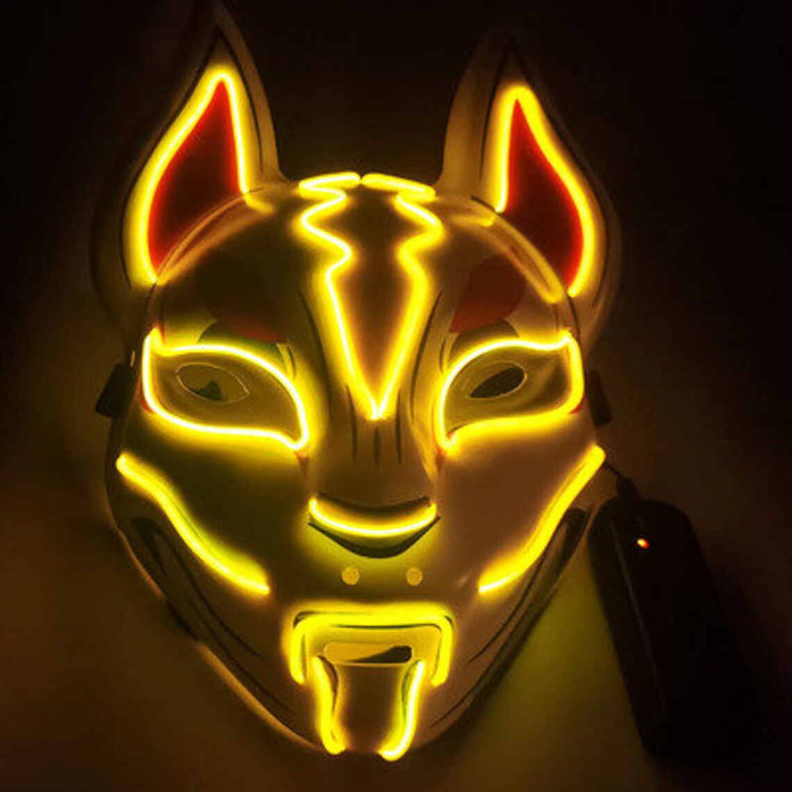 Halloween Horror Glowing LED Fox Face Mask LED Lights Etsy