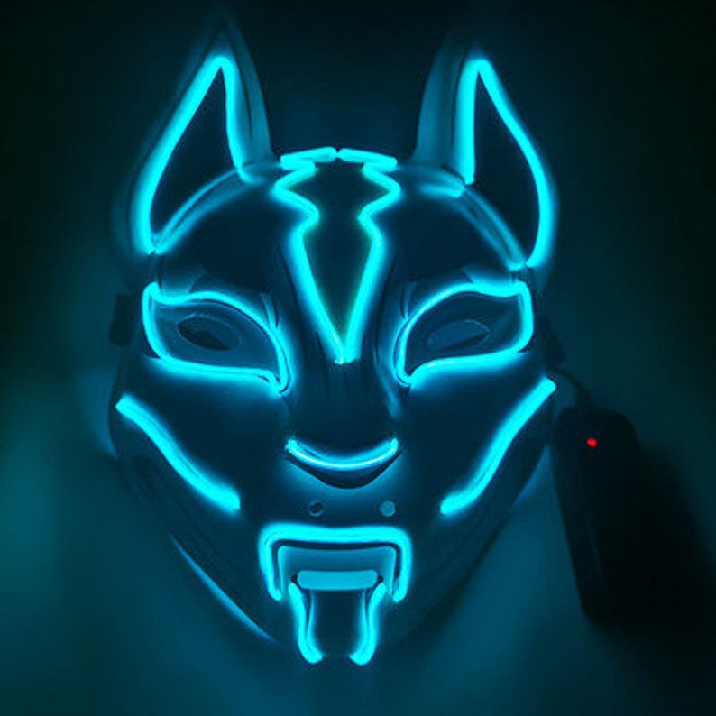 Halloween Horror Glowing LED Fox Face Mask LED Lights Etsy