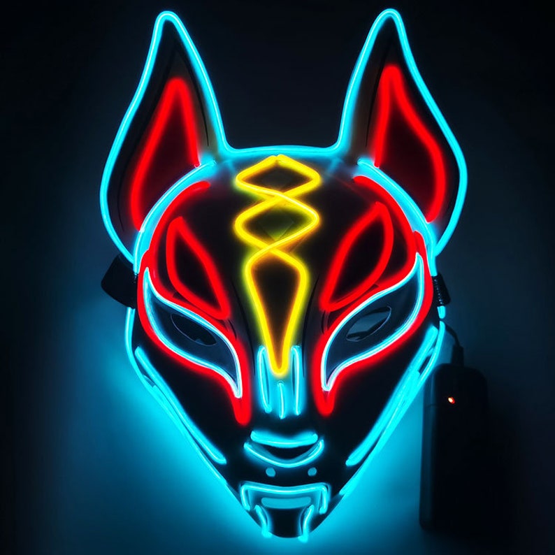Halloween Horror Glowing LED Fox Face Mask LED Lights Etsy