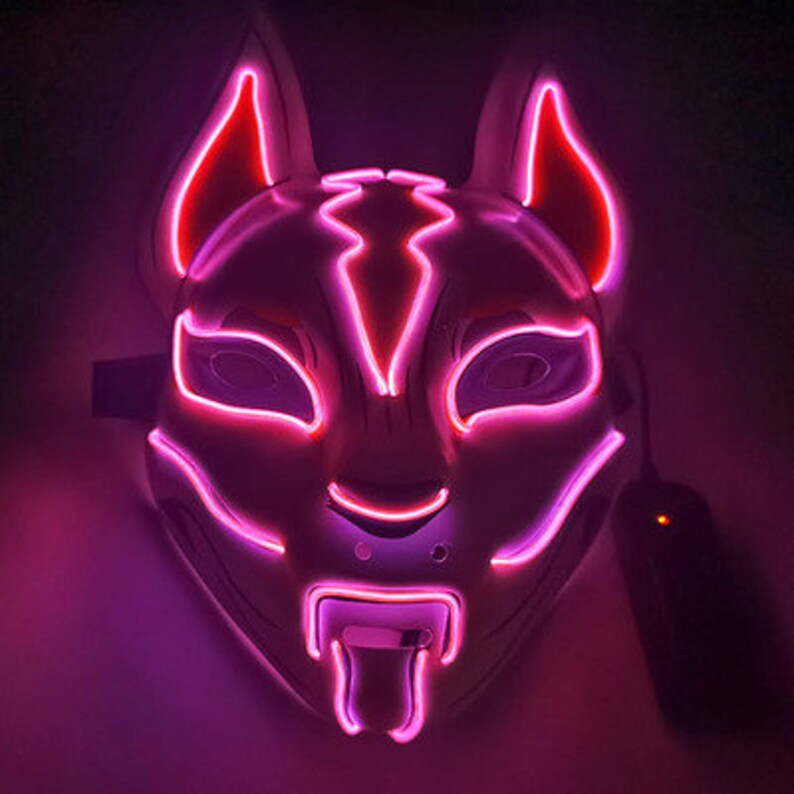 Halloween Horror Glowing LED Fox Face Mask LED Lights Etsy