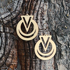 Geometric laser cut earrings in wood and stainless steel