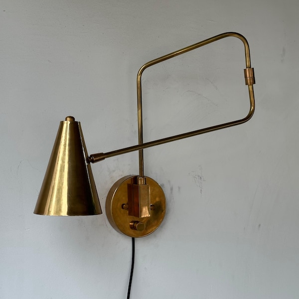 Stilnovo Style Modern Single Light Articulated Sconce Brass Wall Light Handmade Fixture
