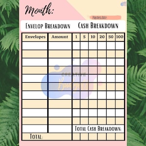 Printable Cash Breakdown Sheet