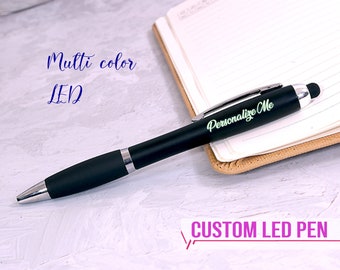 Customized Multi Color LED Pens Personalized LED Pen with Stylus Custom Name Pens Light Up Pens Birthday Pens Teacher/'s Gift for and Writers