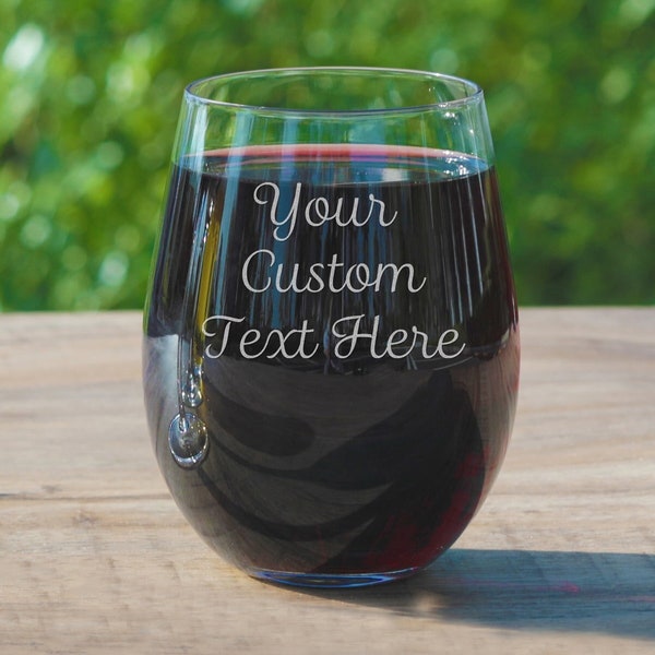 Personalized Engraved Wine Glasses - Stemless Wine Glasses Laser Engraved