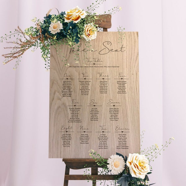 Wooden Wedding Seating Chart | Laser engraved customized wedding seating chart