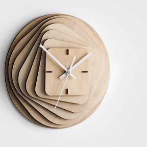 Round to Square Wooden Wall Clock | Minimalist Geometric Clock