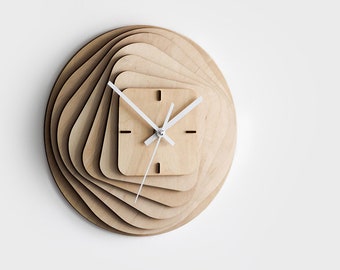 Round to Square Wooden Wall Clock | Minimalist Geometric Clock
