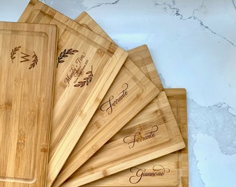 Personalized Engraved Cutting Board, Chopping Board, Sustainable Bamboo Wood, Personalized Couple Wedding Gift, Housewarming Gift, Custom