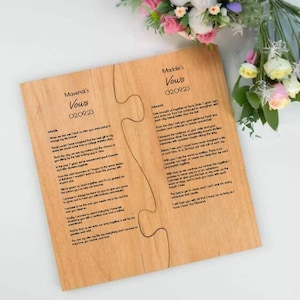 Engraved Wooden Puzzle Piece Wedding Vows