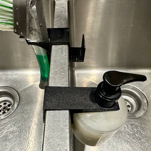 Double Sink Caddy Set for Sponge, Soap Dispenser, and Soap Wand/Brush