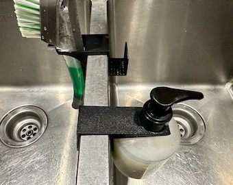 Double Sink Caddy Set for Sponge, Soap Dispenser, and Soap Wand/Brush