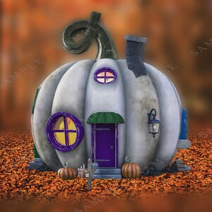 Pumpkin House Digital Background Halloween Backdrop Fantasy - Etsy