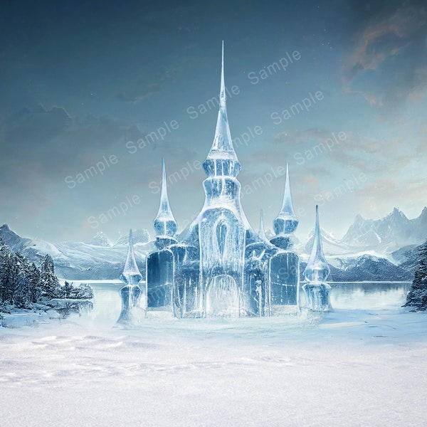 ice castle backdrop, photo backdrop, winter backdrop, digital background, ice princess, snowy backdrop, composite backdrop, instant download