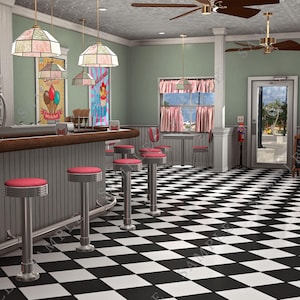 50er Jahre Diner Kulisse, Retro Eisdiele, 4er Set, Soda Shop Kulisse, digitaler Hintergrund, sofortiger Download, Retro digitaler Hintergrund,