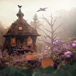 pumpkin patch background, witch&#39;es house backdrop, halloween backdrop, fall backdrop, digital download, instant download, Photography
