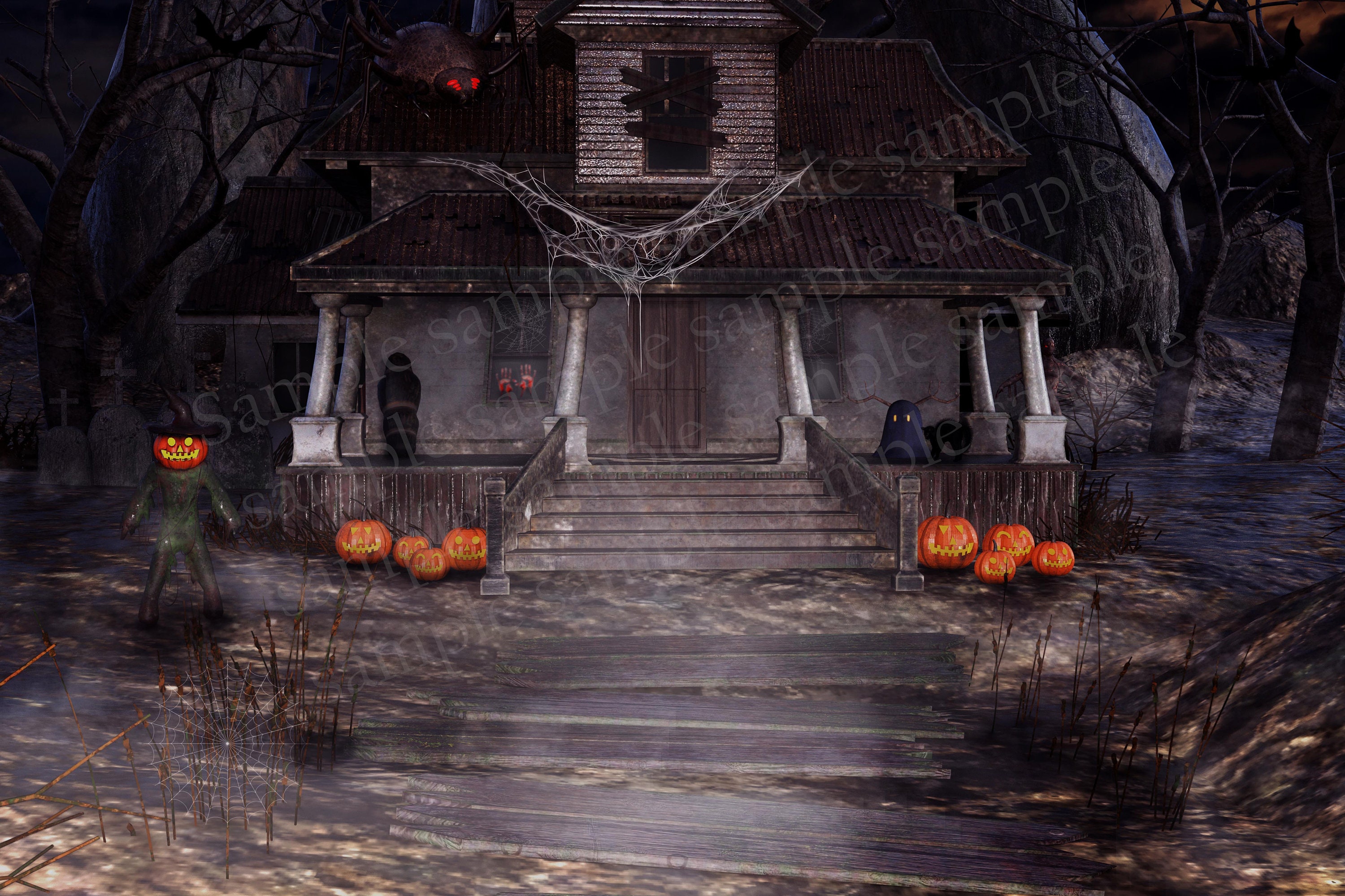 Halloween backdrop/pumpkin party backdrop/spooky halloween backdrop birthday parties/ghoul girls