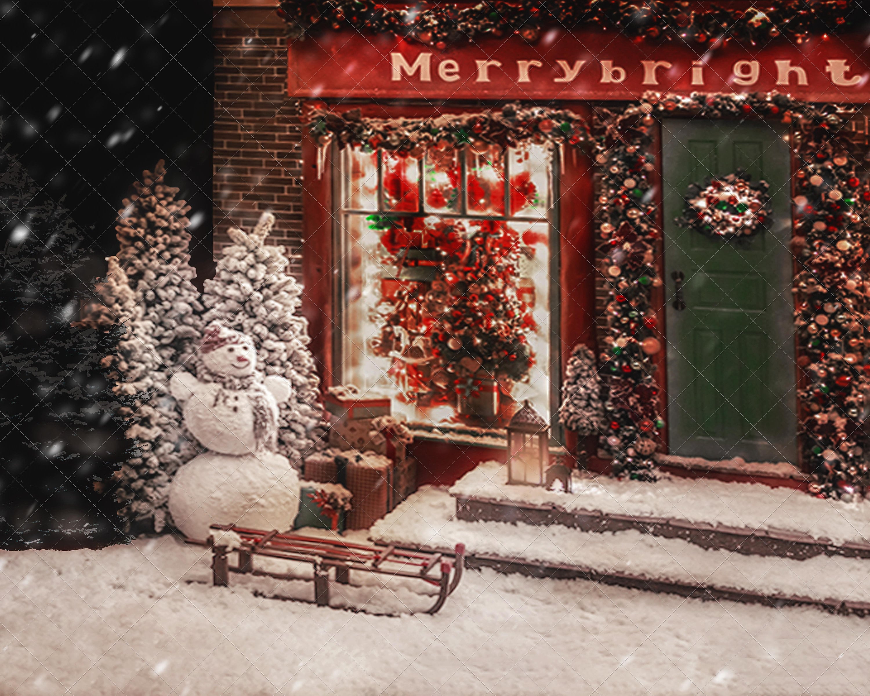 Christmas Storefront Digital Background for Compositing - Etsy