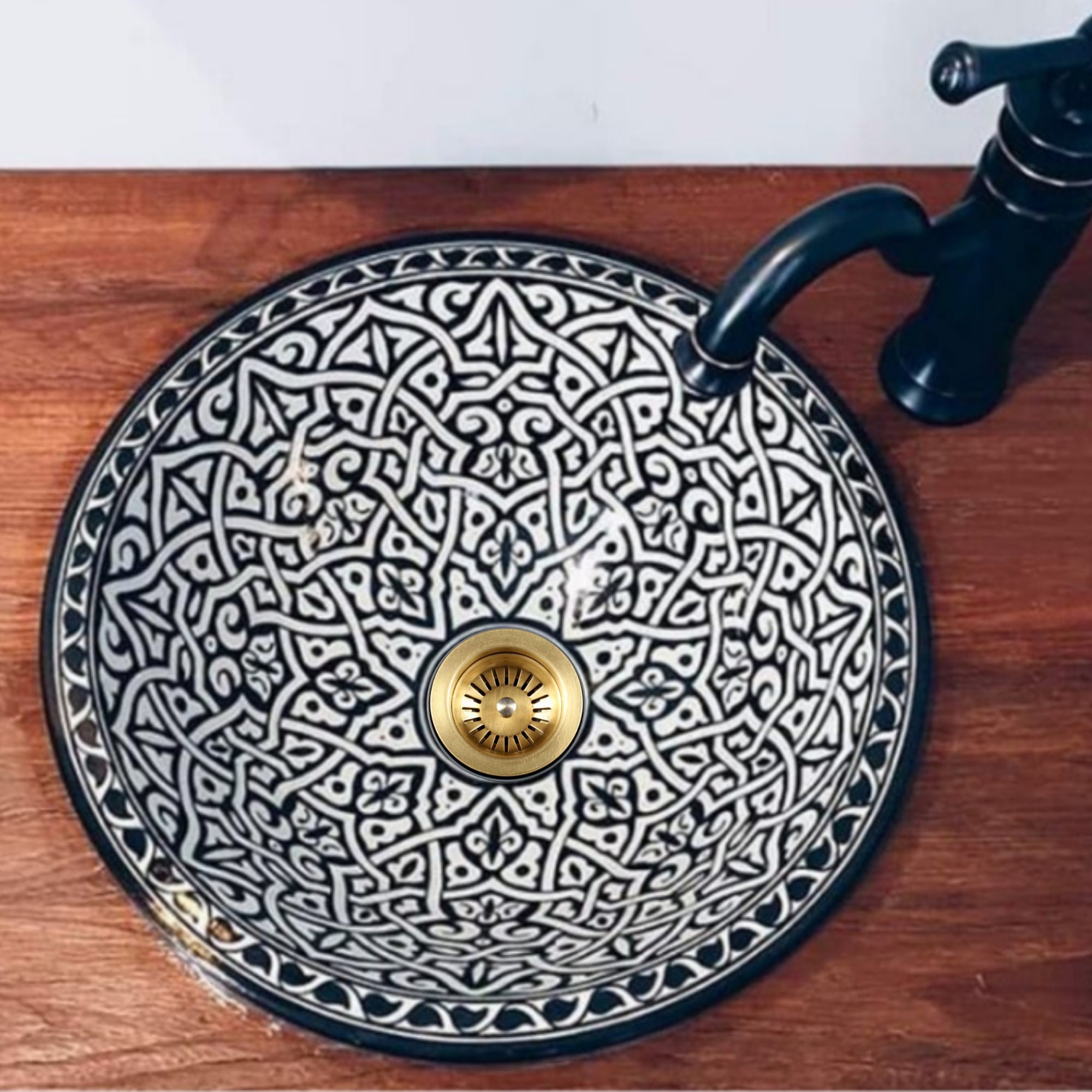 Handmade round Moroccan sink ceramic bathroom sink 25 to 40 Etsy