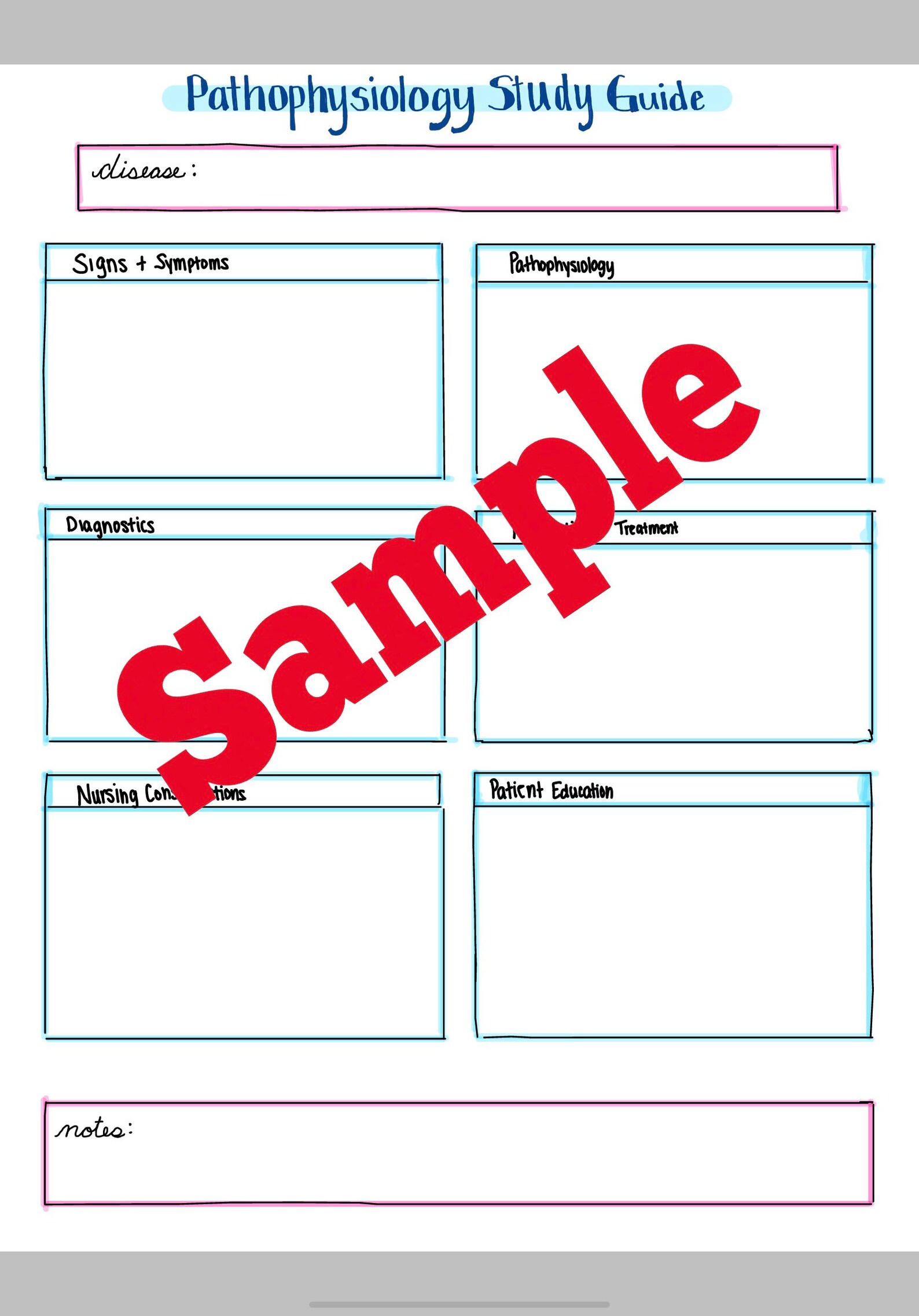 Pathophysiology Study Template Etsy Pathophysiology Study Template Etsy