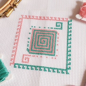 Labyrinth cross stitch pattern, PDF only