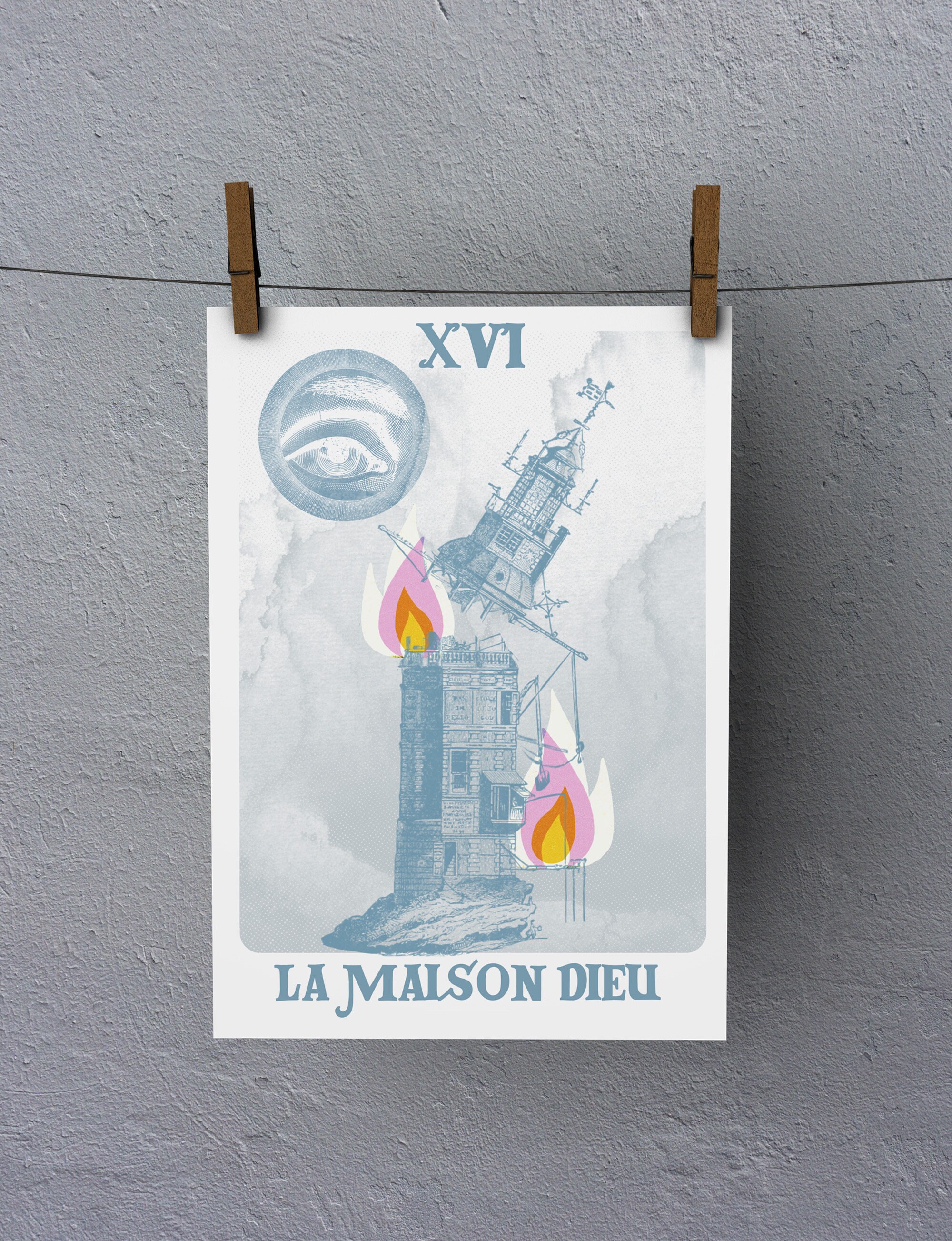Affiche A4 - Carte de Tarot La Maison Dieu