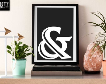 Ampersand / Tipográfico / Monocromo / Moderno / Negrita / Mínimo / Impresión A4 / Impresión de pared de galería / Betty Creative