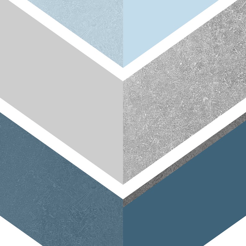 Minimalist Wall Art in Blue and Grey Trendy Aesthetic Wall Etsy