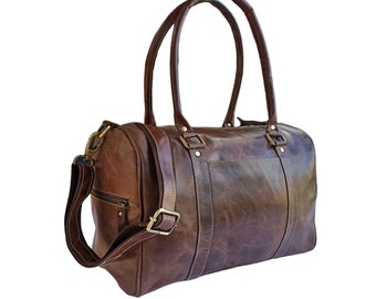 Crazy Horse Leather Mini Duffel Bag|Handmade|Full Grain|Weekend Bag|Travel Bag|Overnight Bag|Ladies Bag|Women Duffel bag|Shoulder Bag Women
