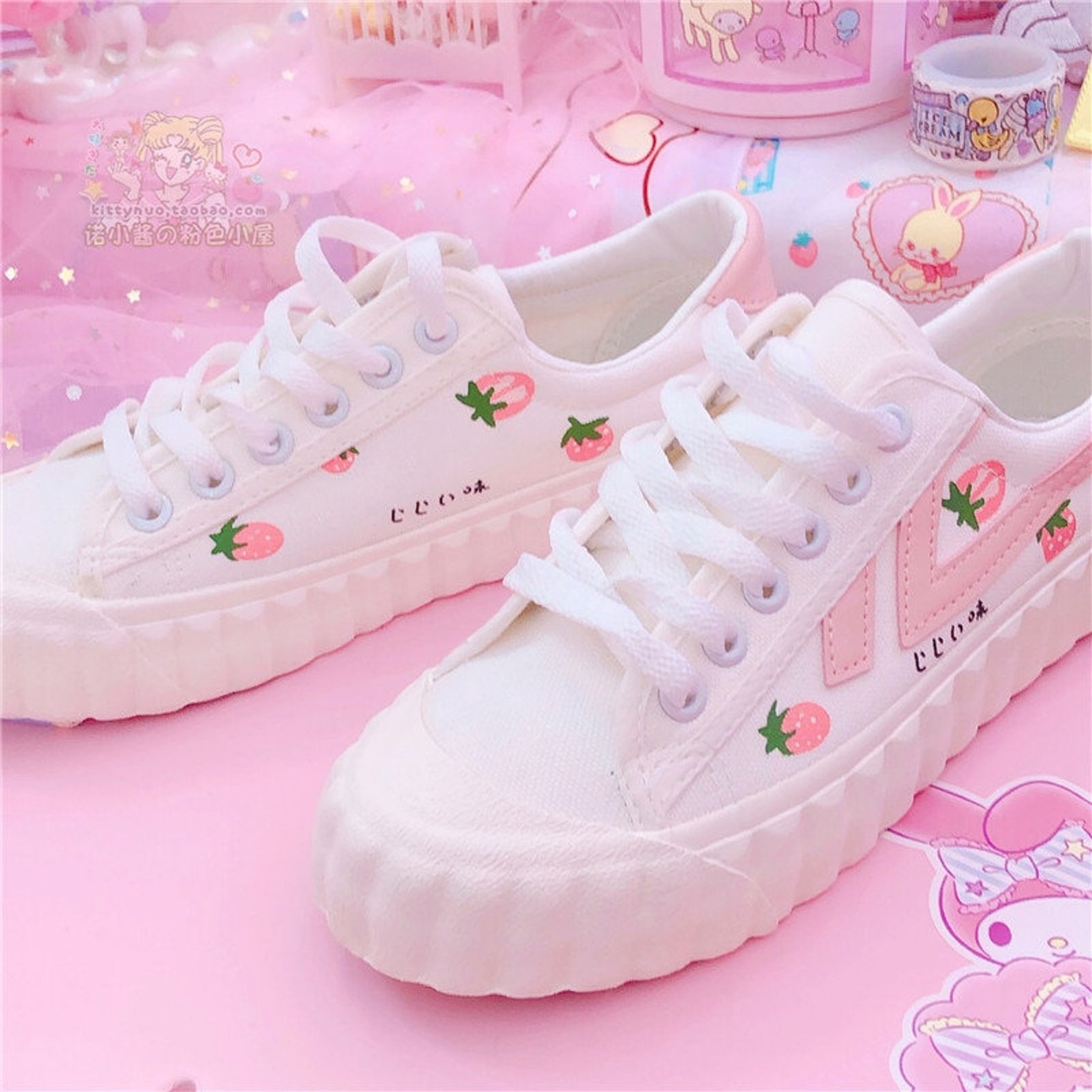 Fragola Kawaii Anime Sneakers Scarpe Da Tennis Scarpe Casual Etsy