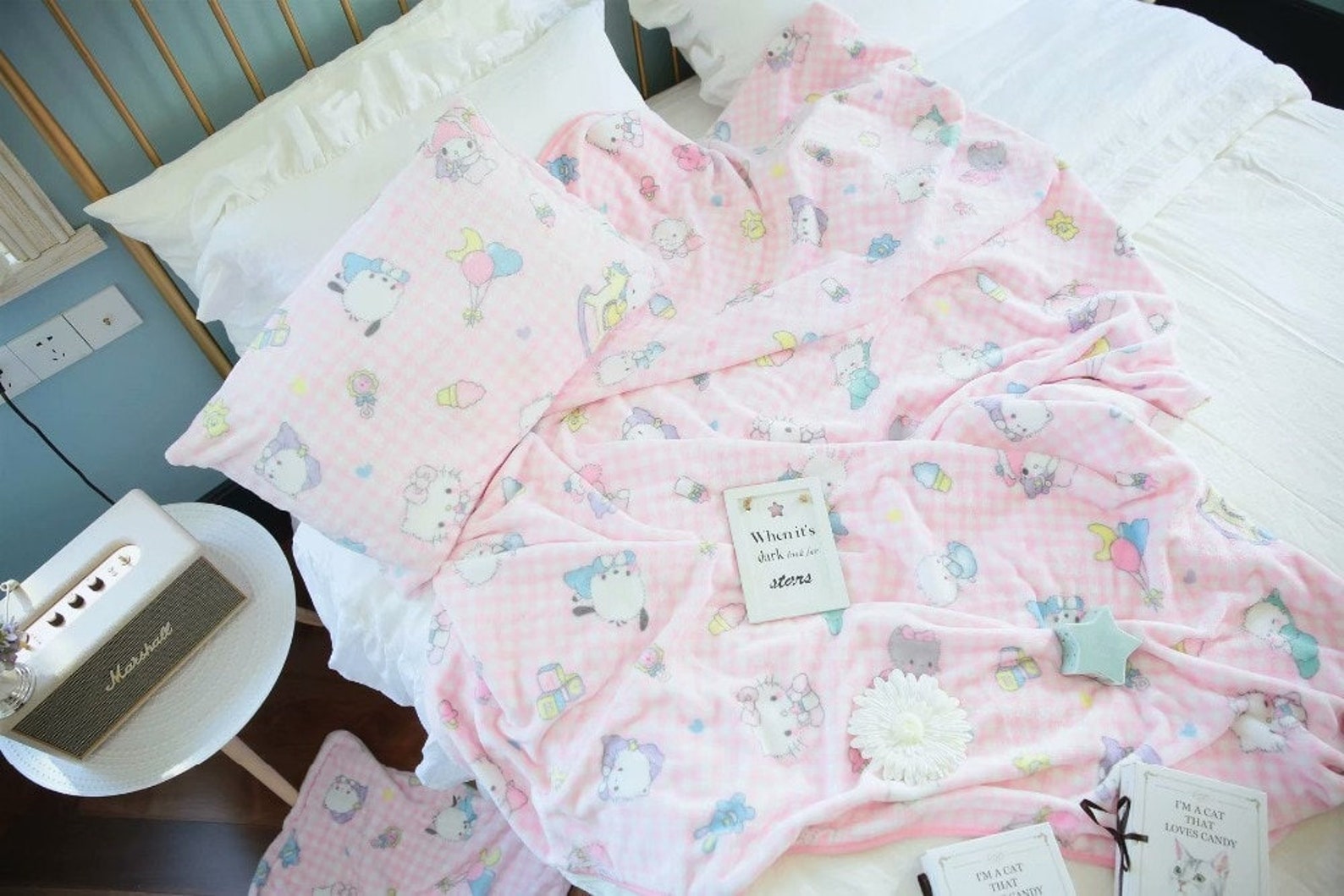 Cute Kawaii Super Soft and Velvety Blanket Pastel Pink Kitty Etsy